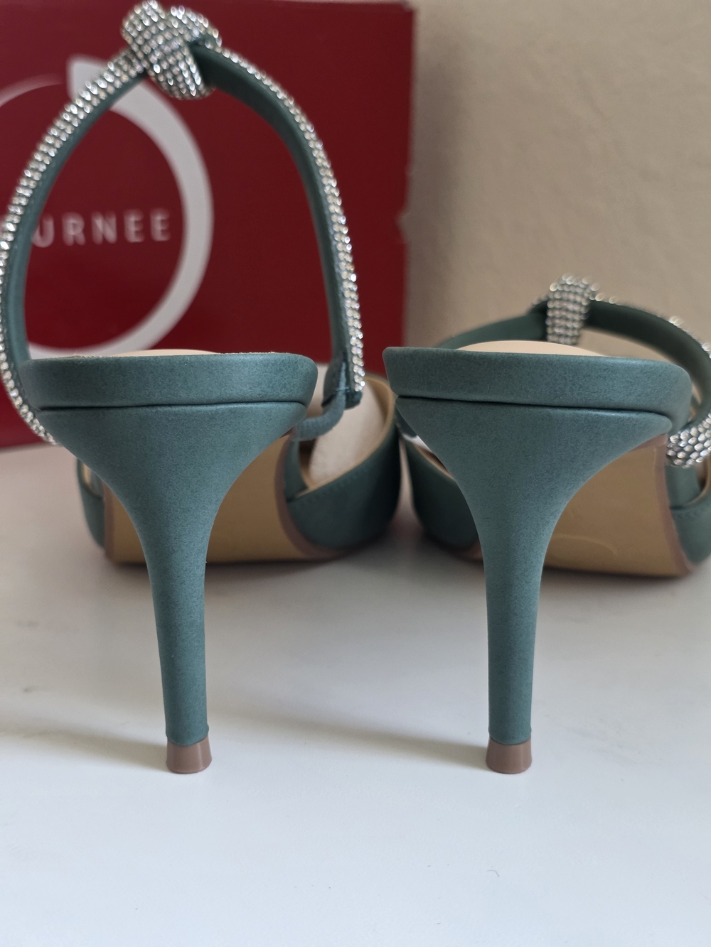 Journee Collection Women's Lunna Mules Mid Stiletto Pointed Toe Pumps Green 40.5 - Picture 3 of 5